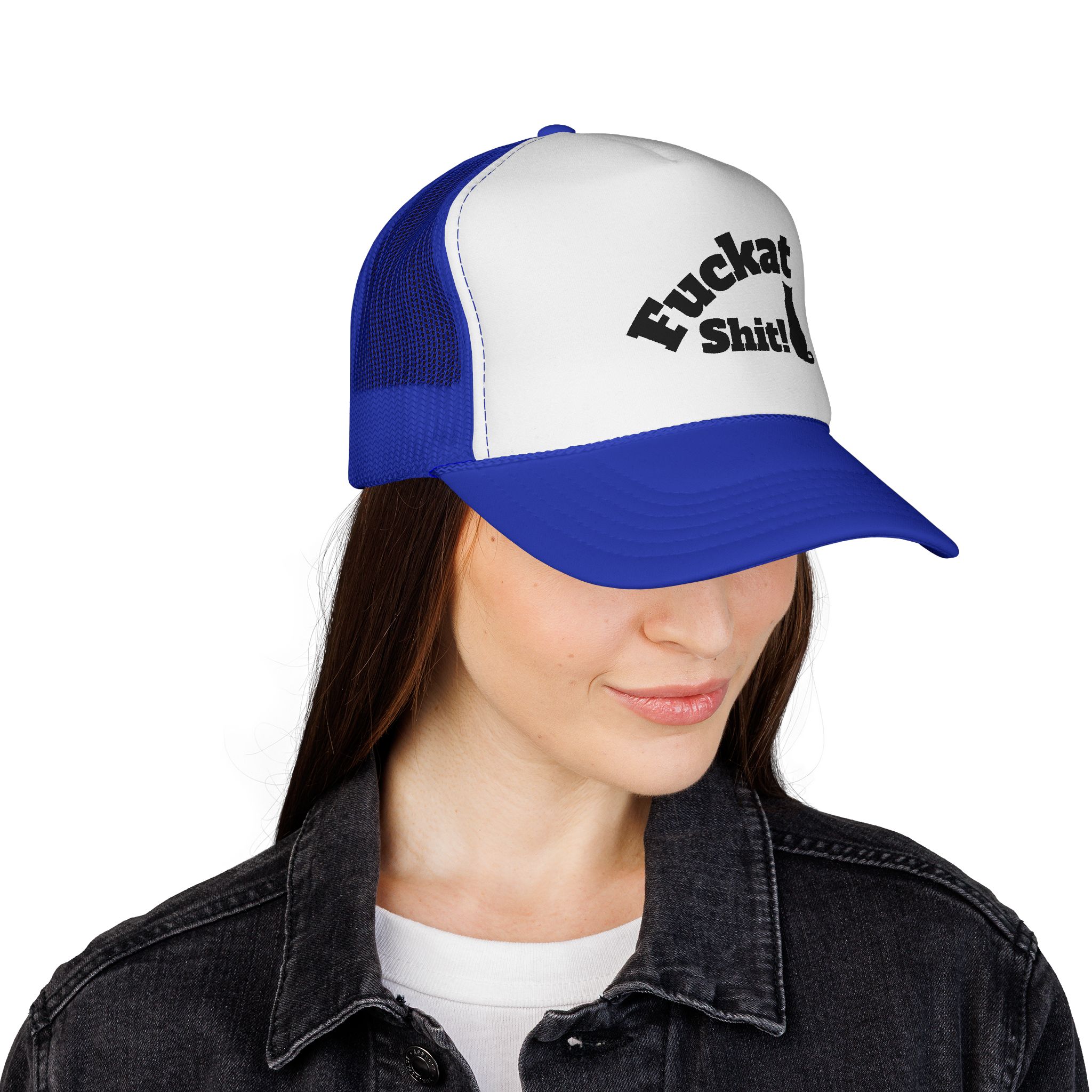 Fuckat Shit! Trucker Cap (with cat) | Mesh Snapback Hat - Image 24