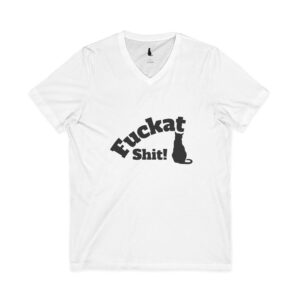 Fuckat Shit! (with Cat) Ladies 100% Cotton V-neck t-shirt