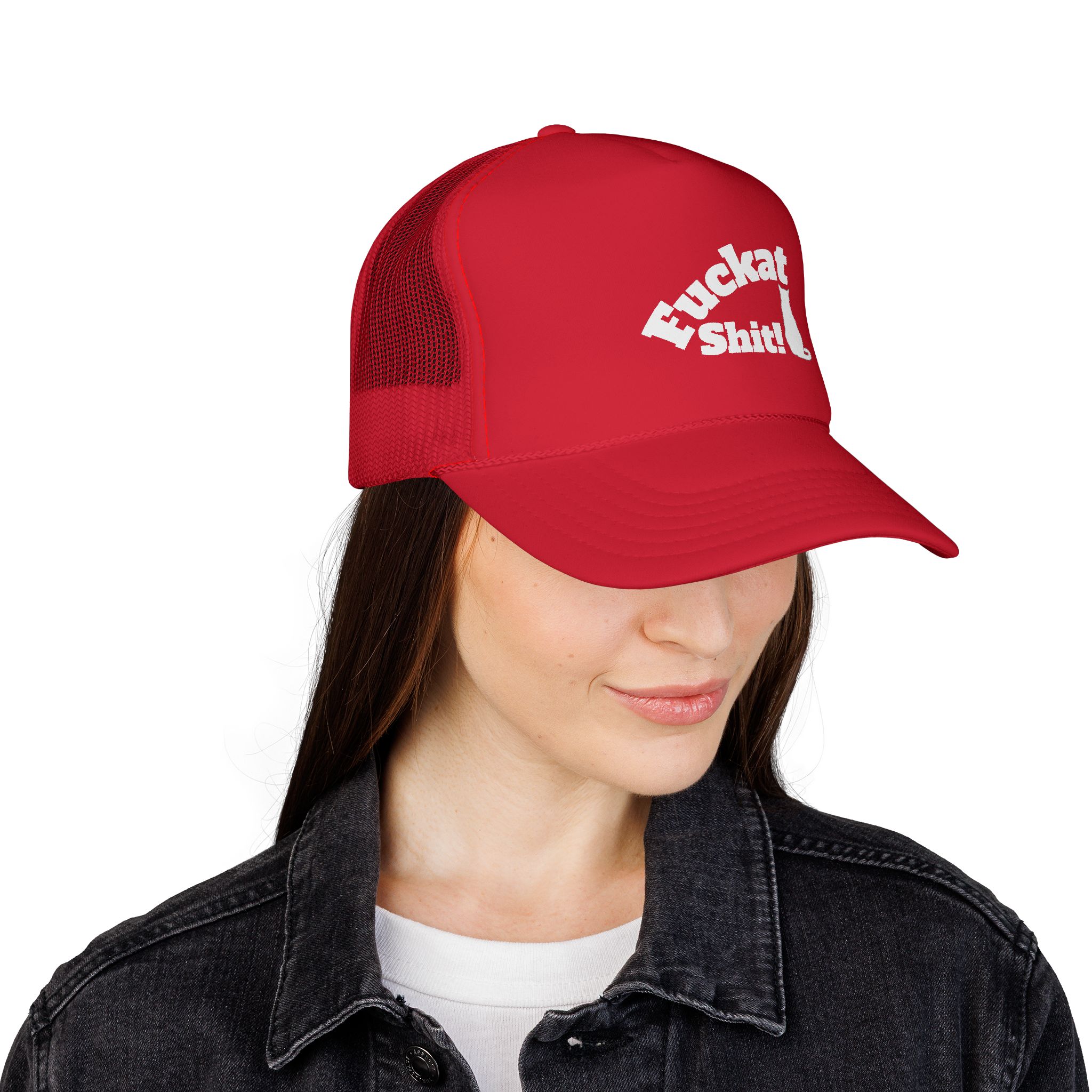 Fuckat Shit! Trucker Cap (with cat) | Mesh Snapback Hat - Image 4