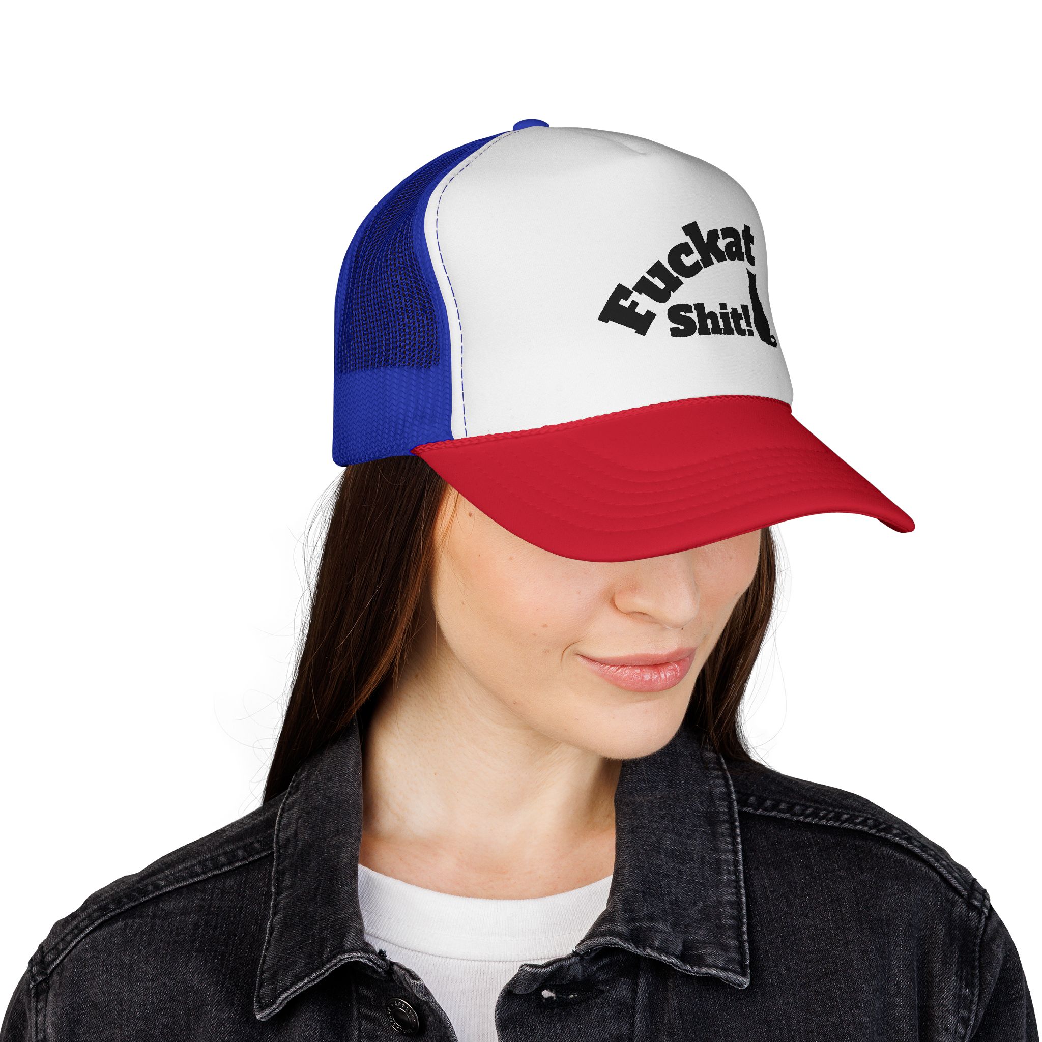 Fuckat Shit! Trucker Cap (with cat) | Mesh Snapback Hat - Image 48