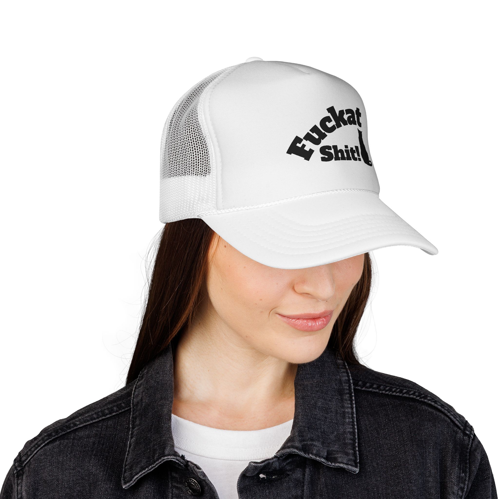 Fuckat Shit! Trucker Cap (with cat) | Mesh Snapback Hat - Image 52