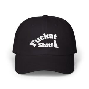Fuckat Shit! (with cat) Black Cap | Classic Dad Cap