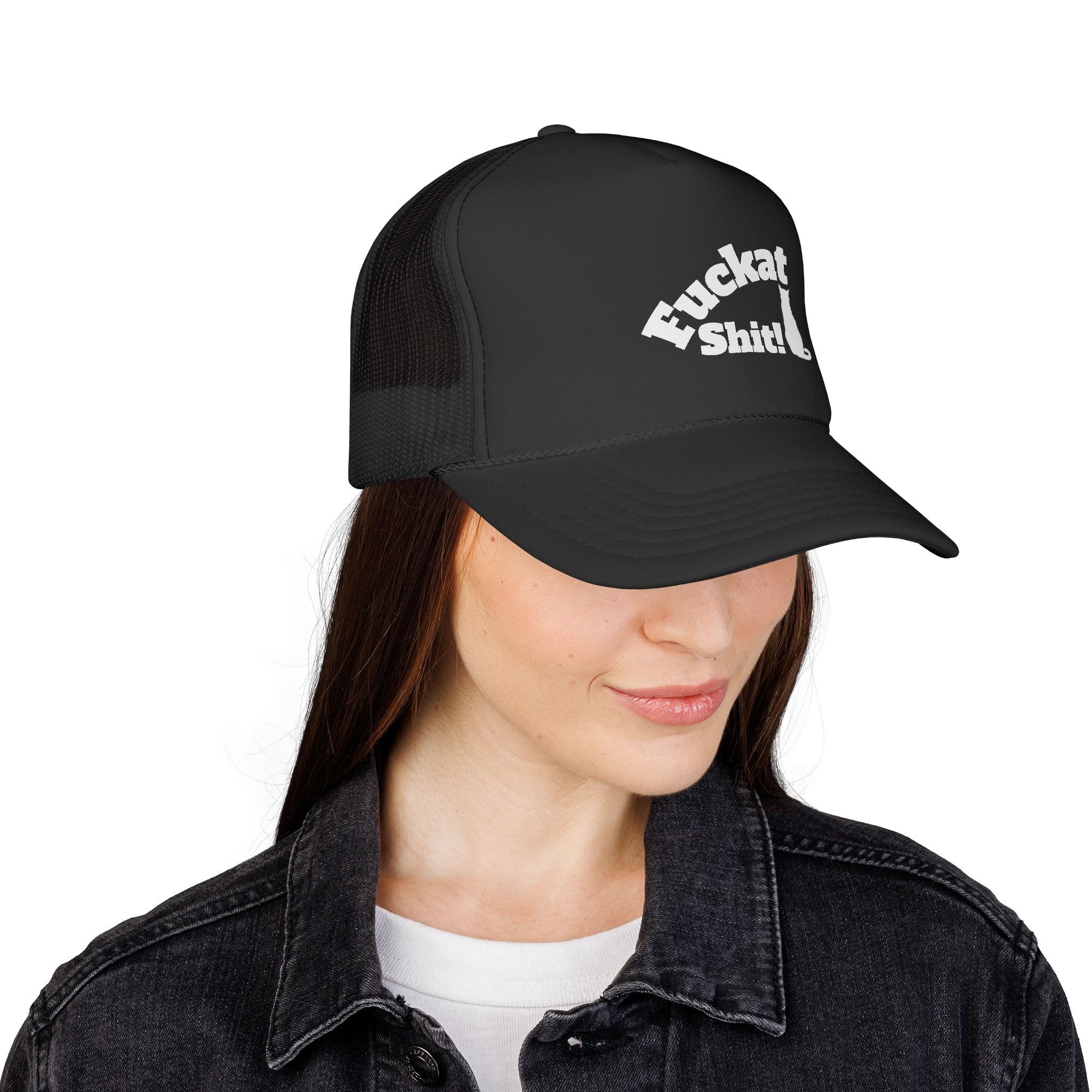 Fuckat Shit! Trucker Cap (with cat) | Mesh Snapback Hat - Image 8