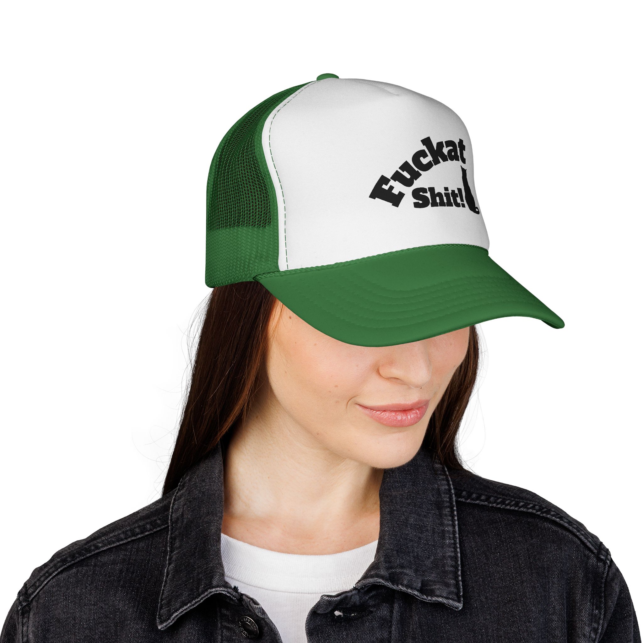 Fuckat Shit! Trucker Cap (with cat) | Mesh Snapback Hat - Image 12