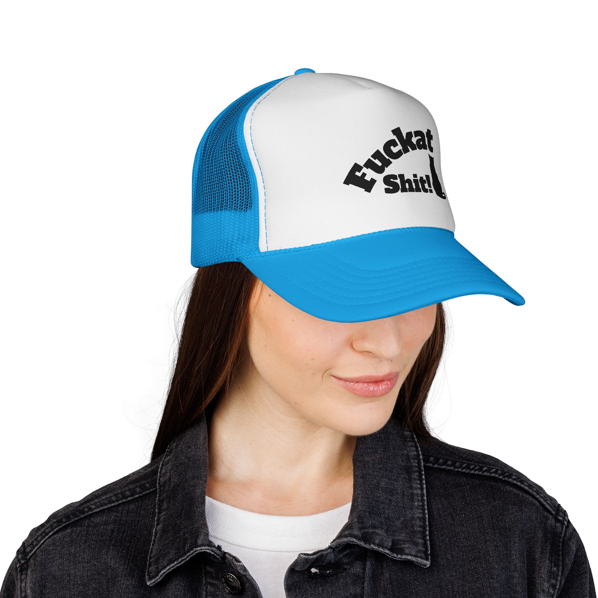 Fuckat Shit! Trucker Cap (with cat) | Mesh Snapback Hat - Image 20