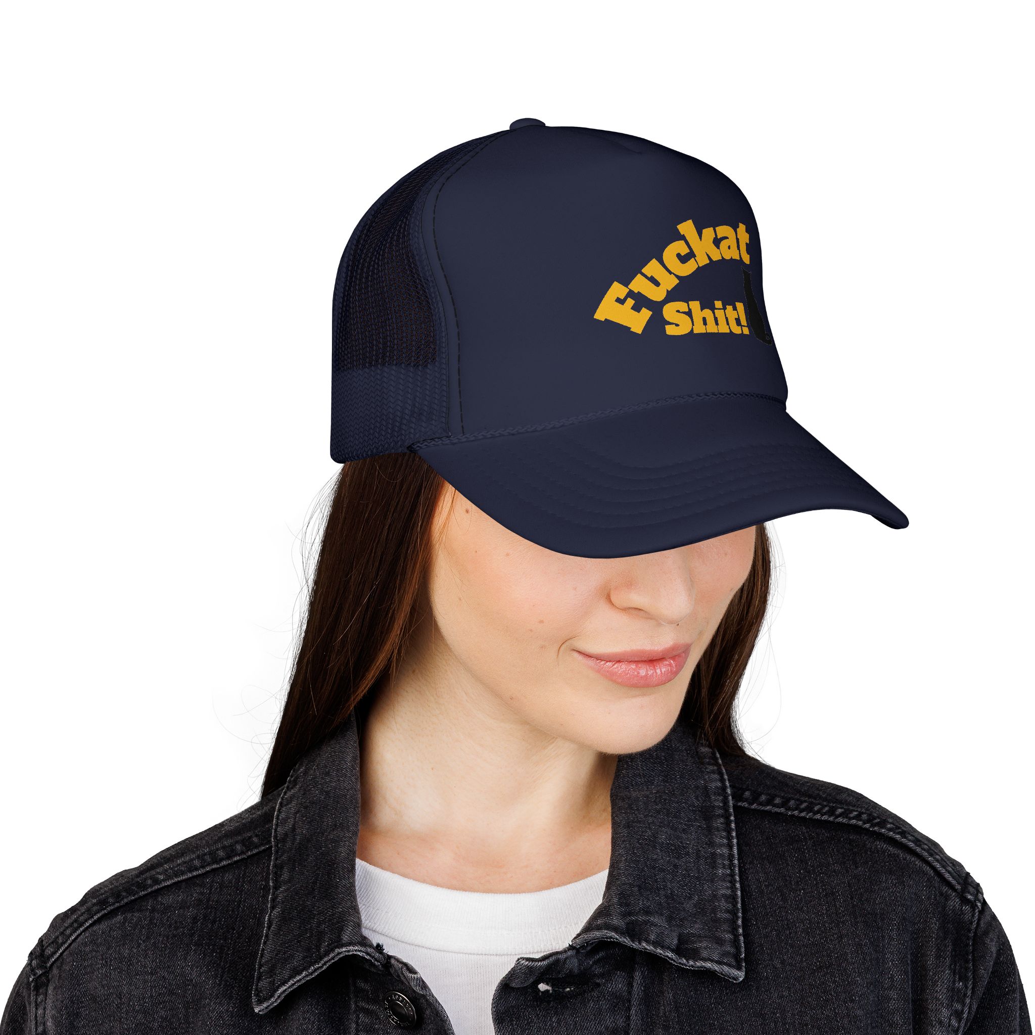 Fuckat Shit! Trucker Cap (with cat) | Mesh Snapback Hat - Image 28