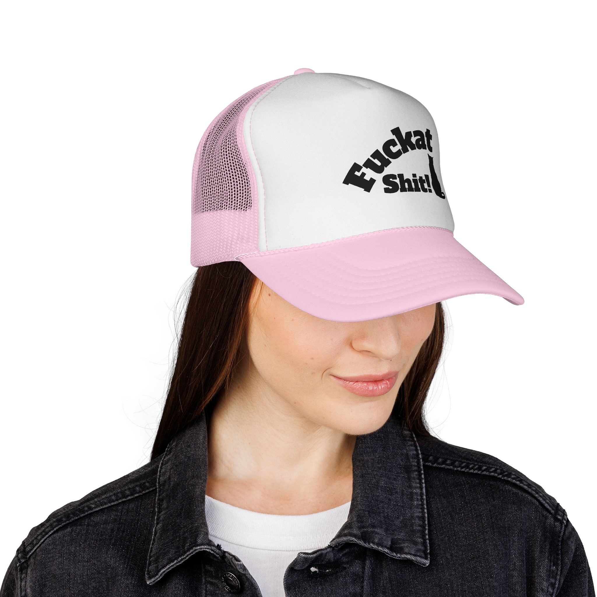 Fuckat Shit! Trucker Cap (with cat) | Mesh Snapback Hat - Image 44