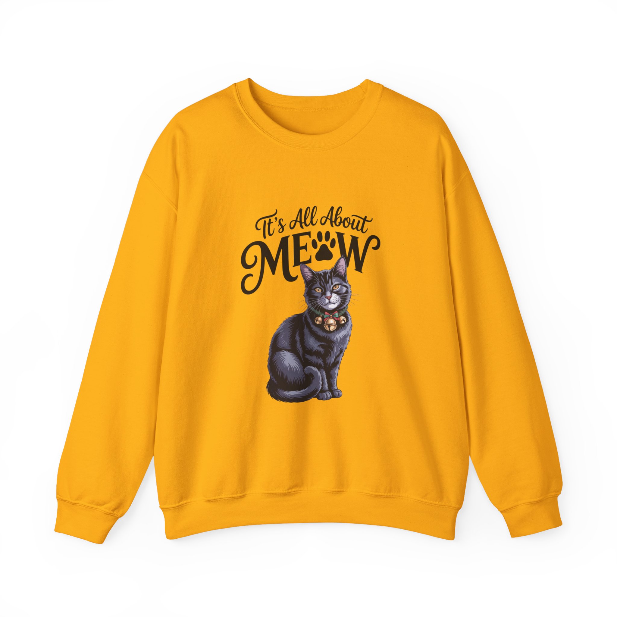 Cat Sweatshirt — "It's All About Meow" Cute Black Cat Crewneck, Cat Lover Gift - Image 7