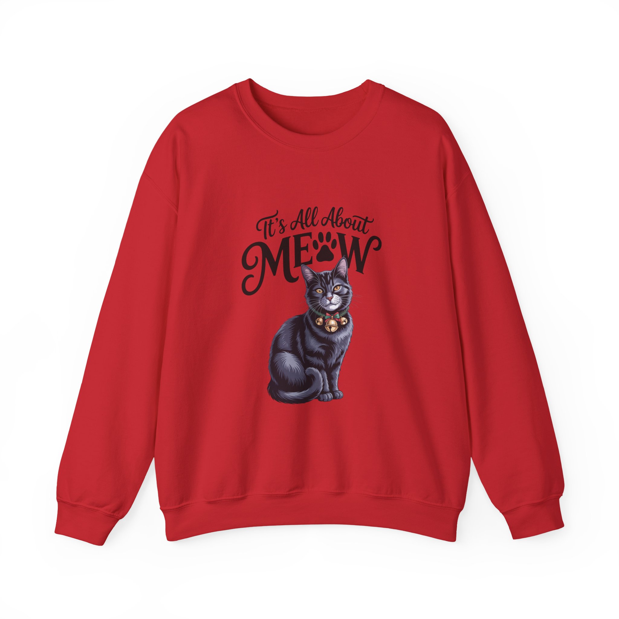 Cat Sweatshirt — "It's All About Meow" Cute Black Cat Crewneck, Cat Lover Gift - Image 15
