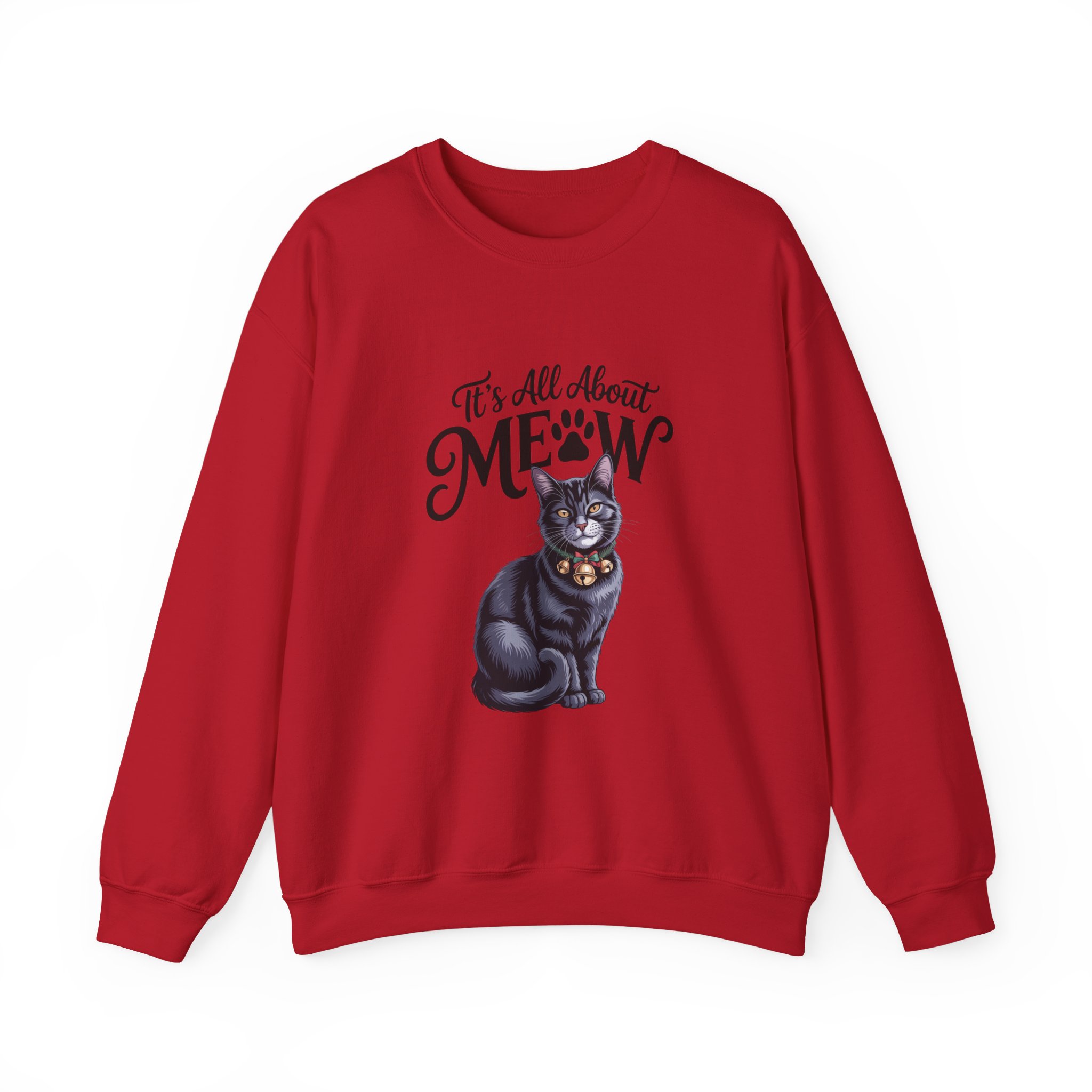 Cat Sweatshirt — "It's All About Meow" Cute Black Cat Crewneck, Cat Lover Gift - Image 16