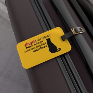 Cat Lover Luggage Tag — "Angels don't always have wings, sometimes they have whiskers" Travel ID