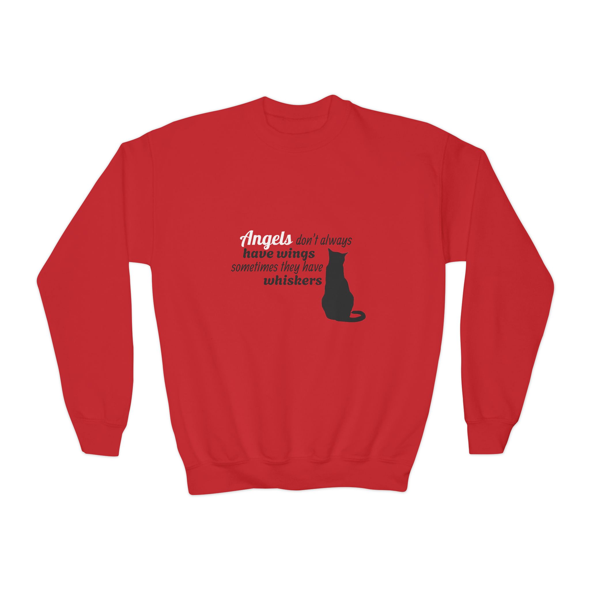 Youth Crewneck Sweatshirt - "Angels Aren't Always Born With Wings" Cat Lover Tee - Image 12