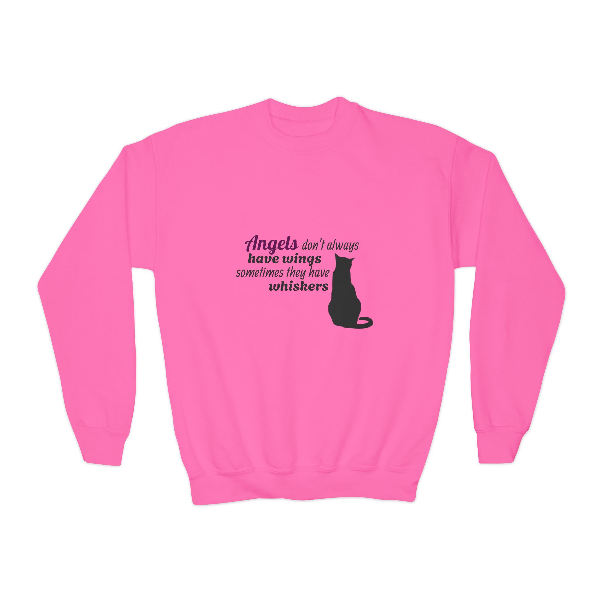 Youth Crewneck Sweatshirt - "Angels Aren't Always Born With Wings" Cat Lover Tee - Image 10