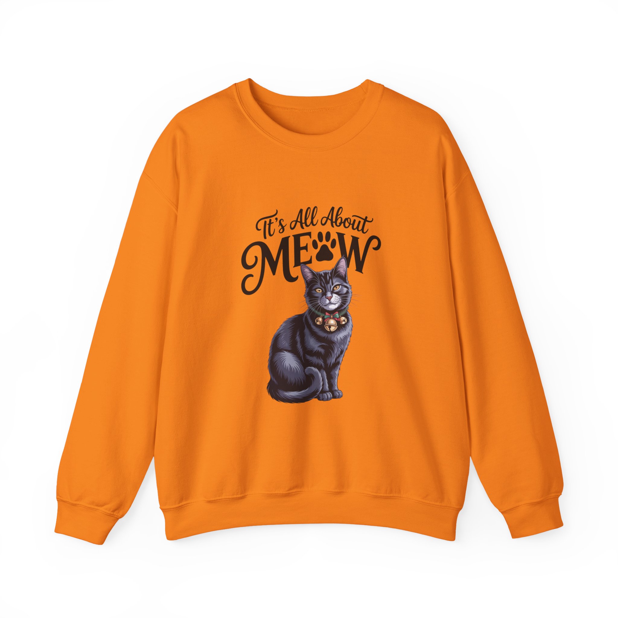 Cat Sweatshirt — "It's All About Meow" Cute Black Cat Crewneck, Cat Lover Gift - Image 9