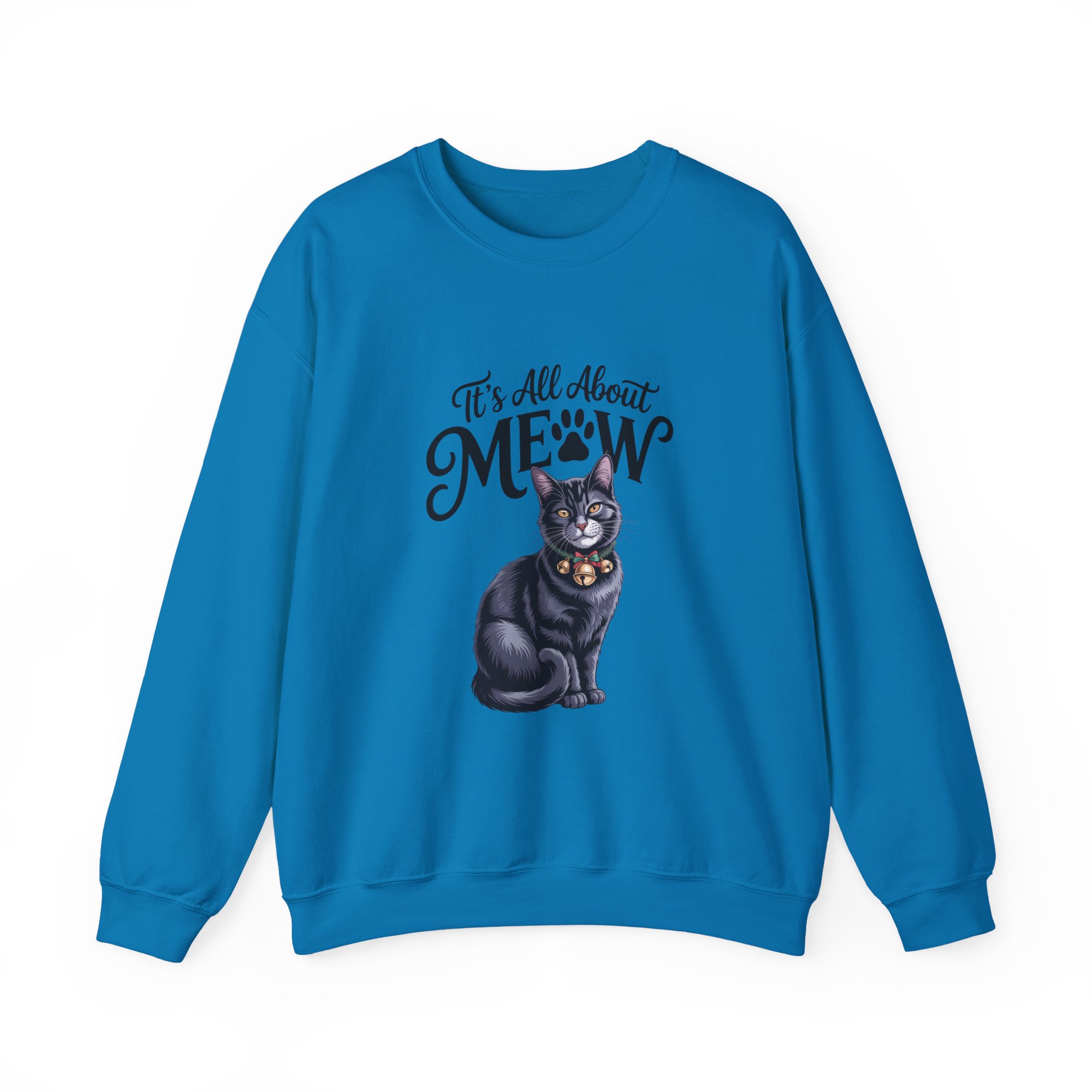 Cat Sweatshirt — "It's All About Meow" Cute Black Cat Crewneck, Cat Lover Gift - Image 13