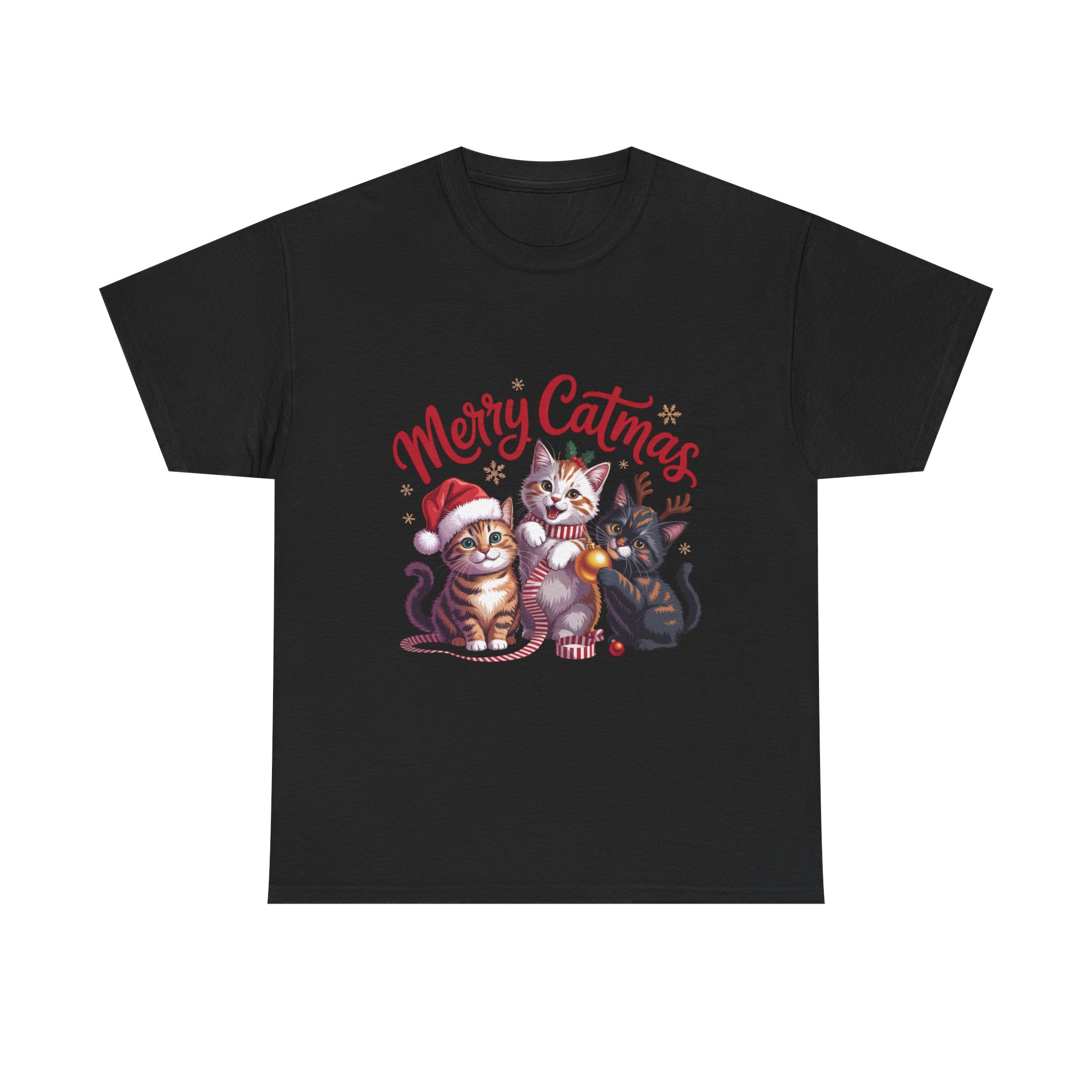 Merry Catmas! Unisex Cotton Tee - Holiday! - Image 2