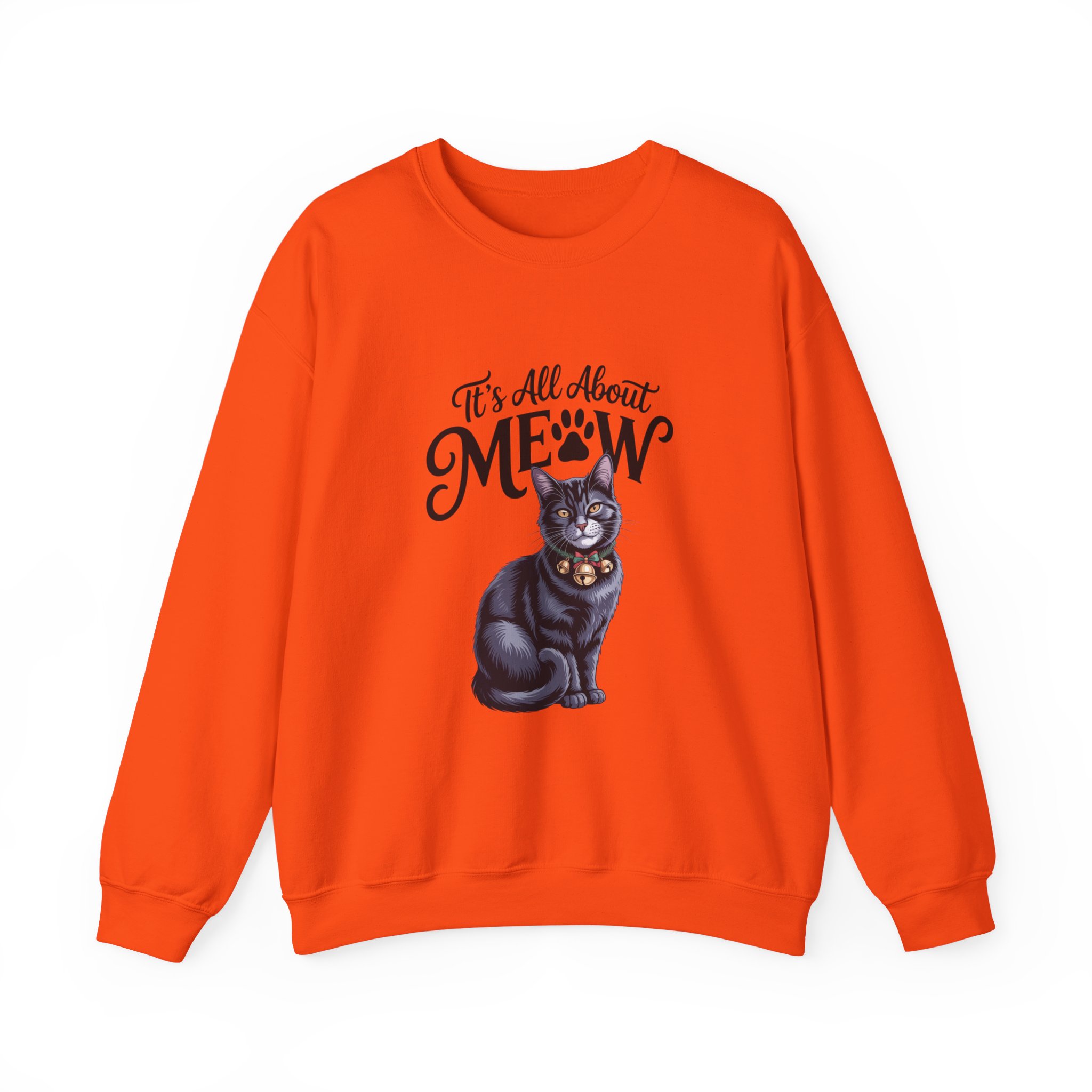 Cat Sweatshirt — "It's All About Meow" Cute Black Cat Crewneck, Cat Lover Gift - Image 8