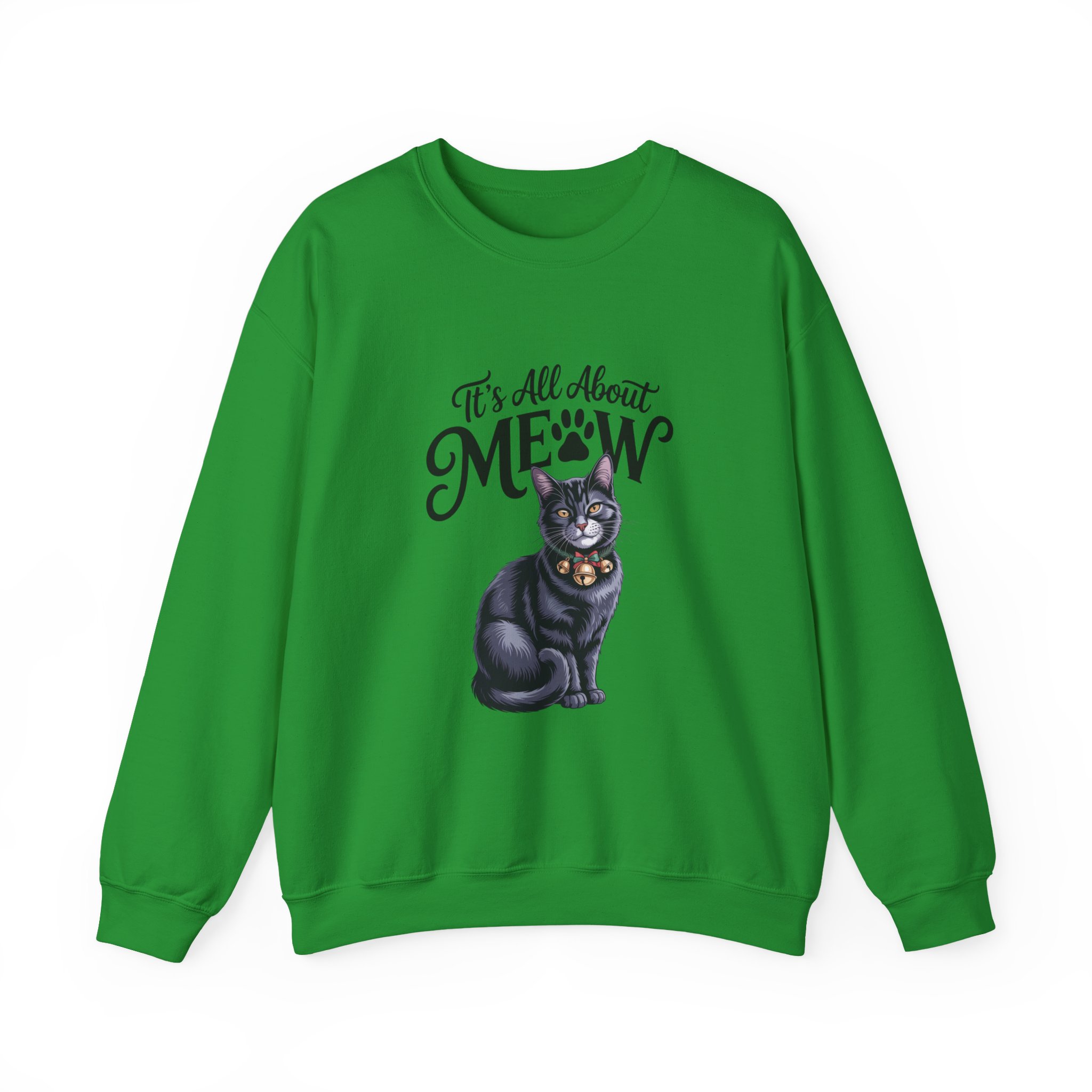 Cat Sweatshirt — "It's All About Meow" Cute Black Cat Crewneck, Cat Lover Gift - Image 11