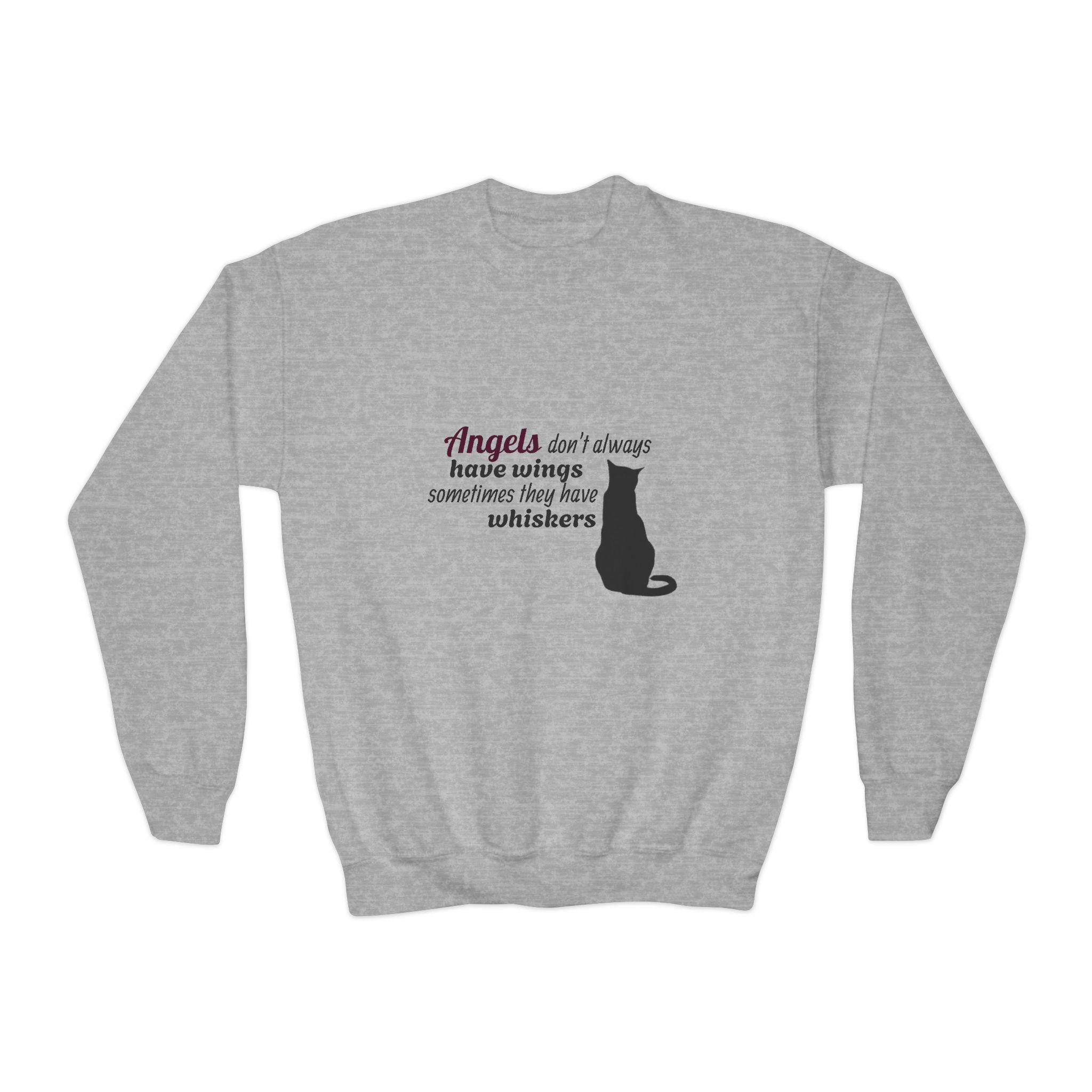 Youth Crewneck Sweatshirt - "Angels Aren't Always Born With Wings" Cat Lover Tee - Image 5