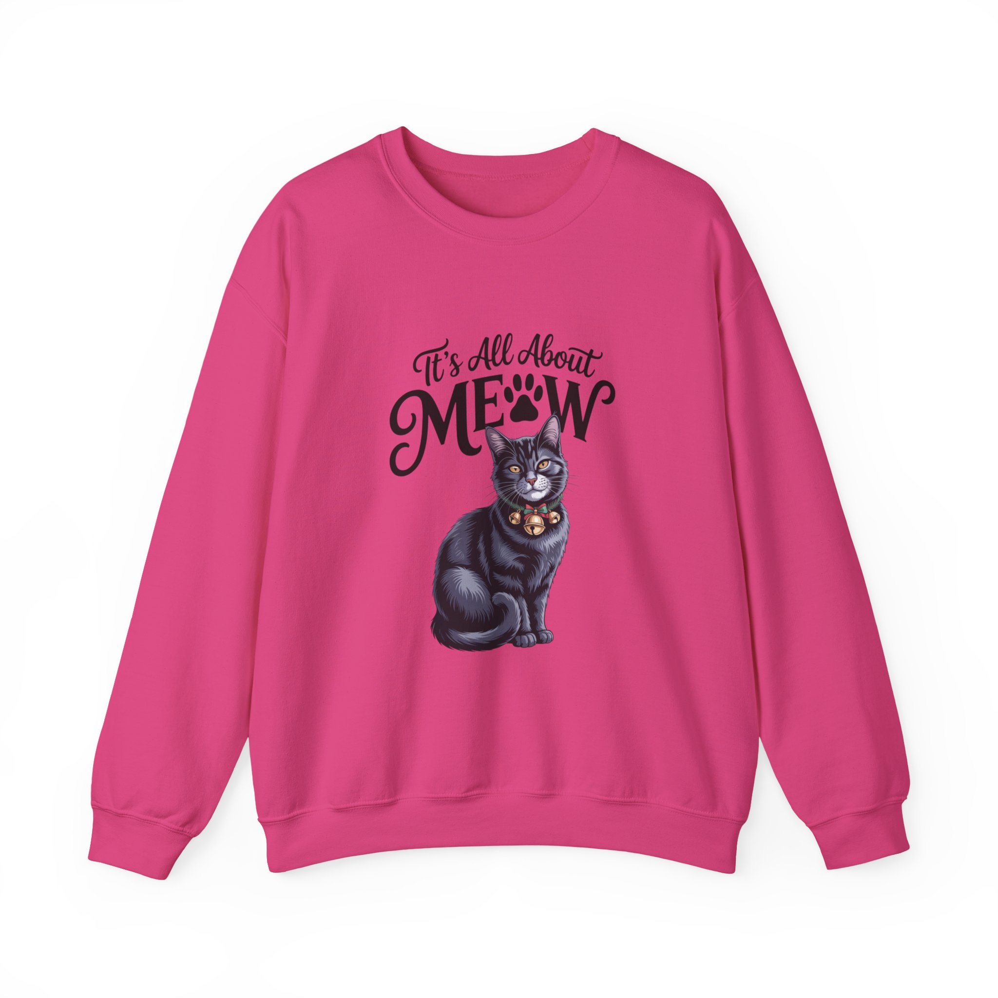 Cat Sweatshirt — "It's All About Meow" Cute Black Cat Crewneck, Cat Lover Gift - Image 14