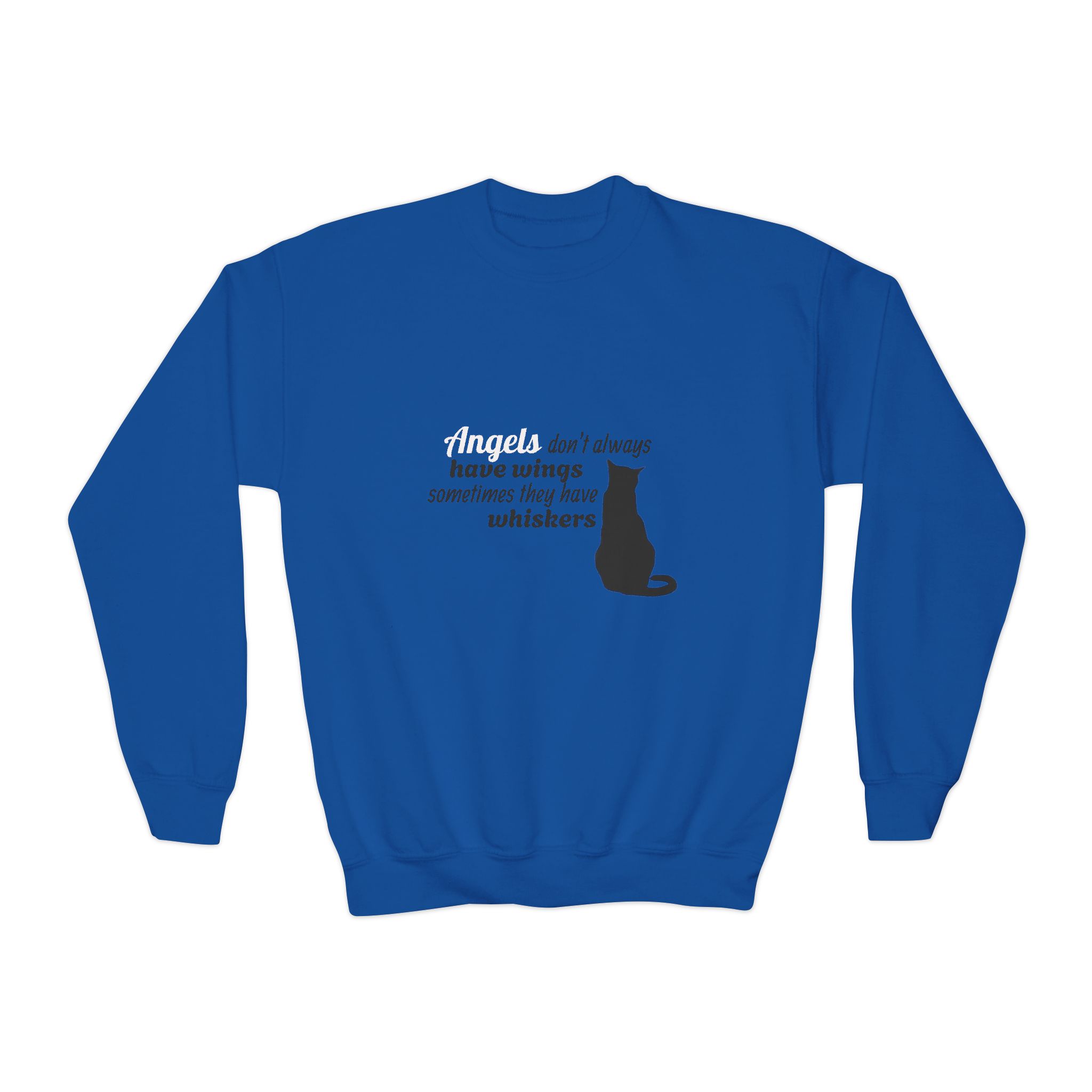 Youth Crewneck Sweatshirt - "Angels Aren't Always Born With Wings" Cat Lover Tee - Image 8