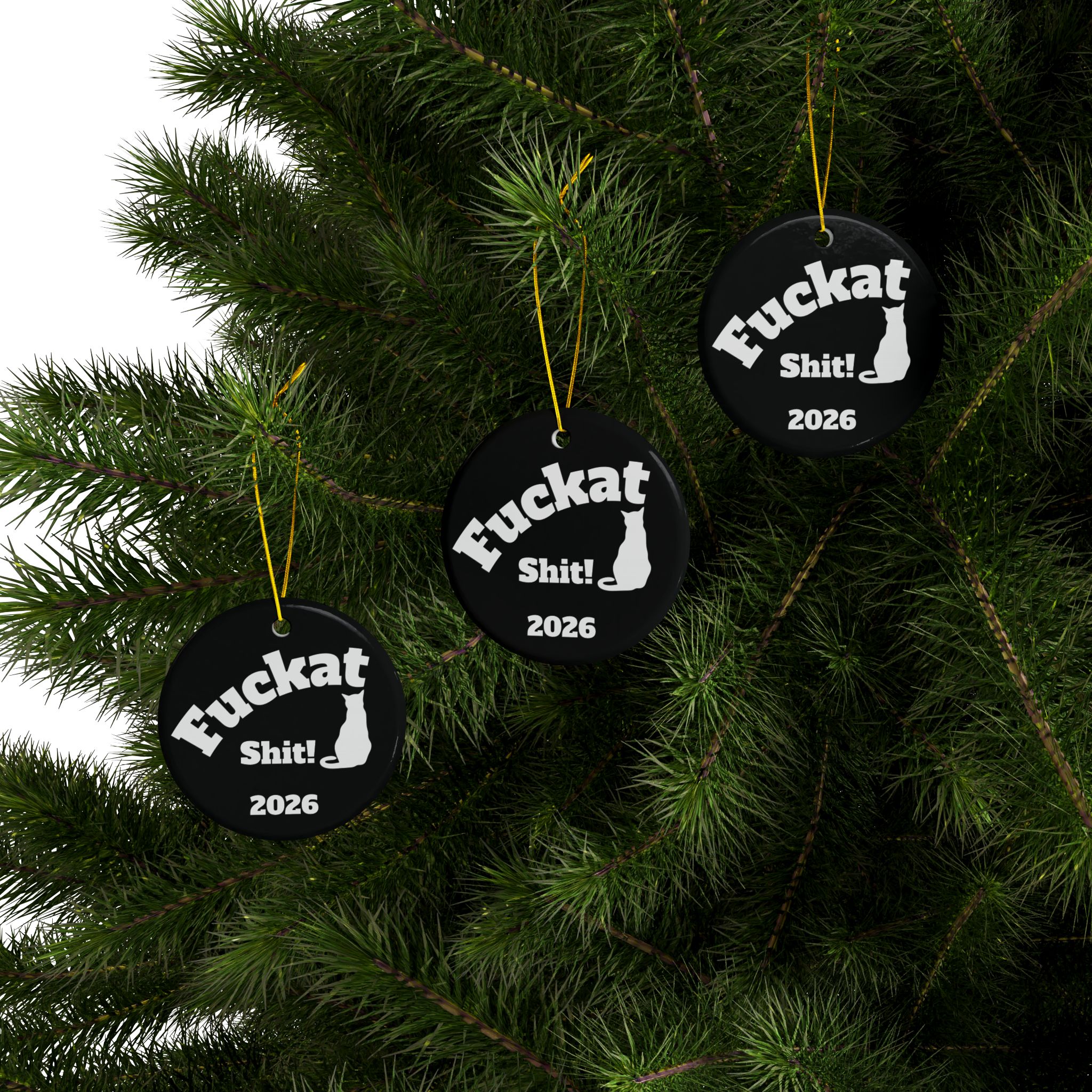 Fuckat Shit! Ornaments - Black -2-Side, (1pc, 3pcs, 5pcs, 10pcs) - Image 16