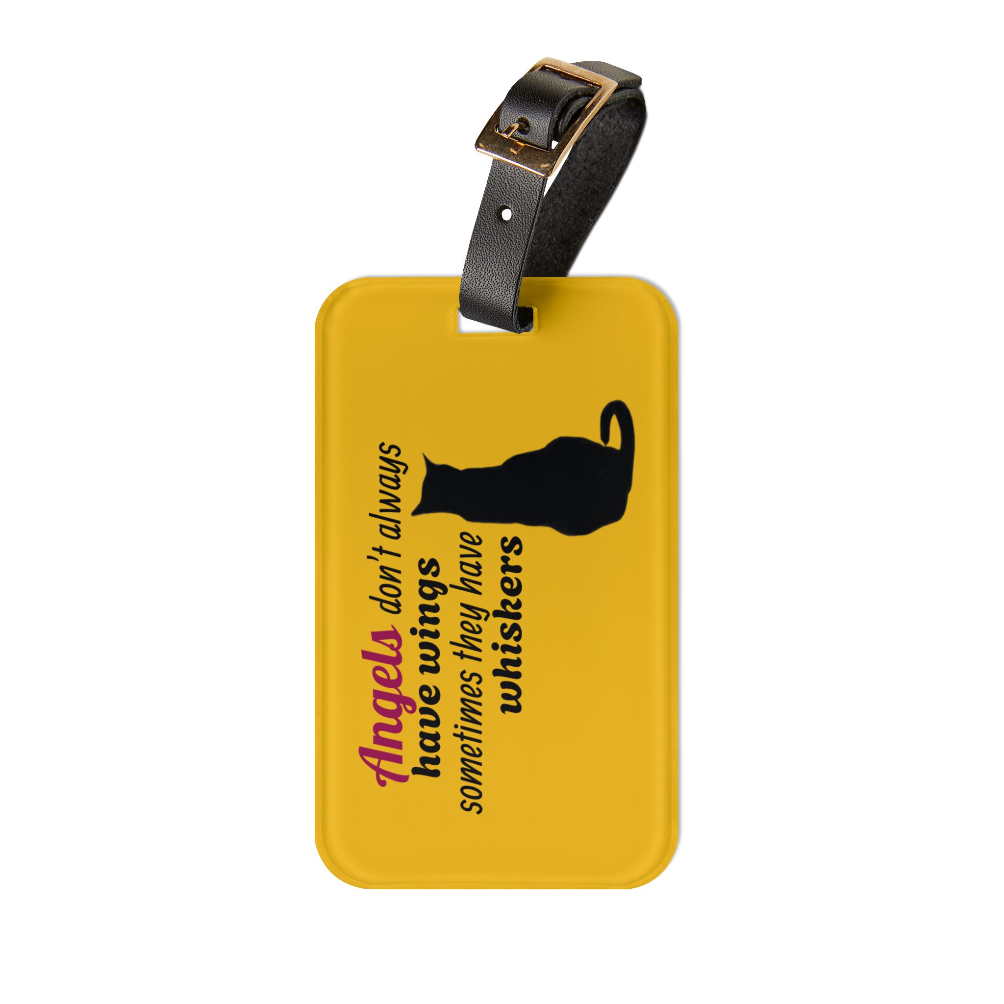 Cat Lover Luggage Tag — "Angels don't always have wings, sometimes they have whiskers" Travel ID - Image 2