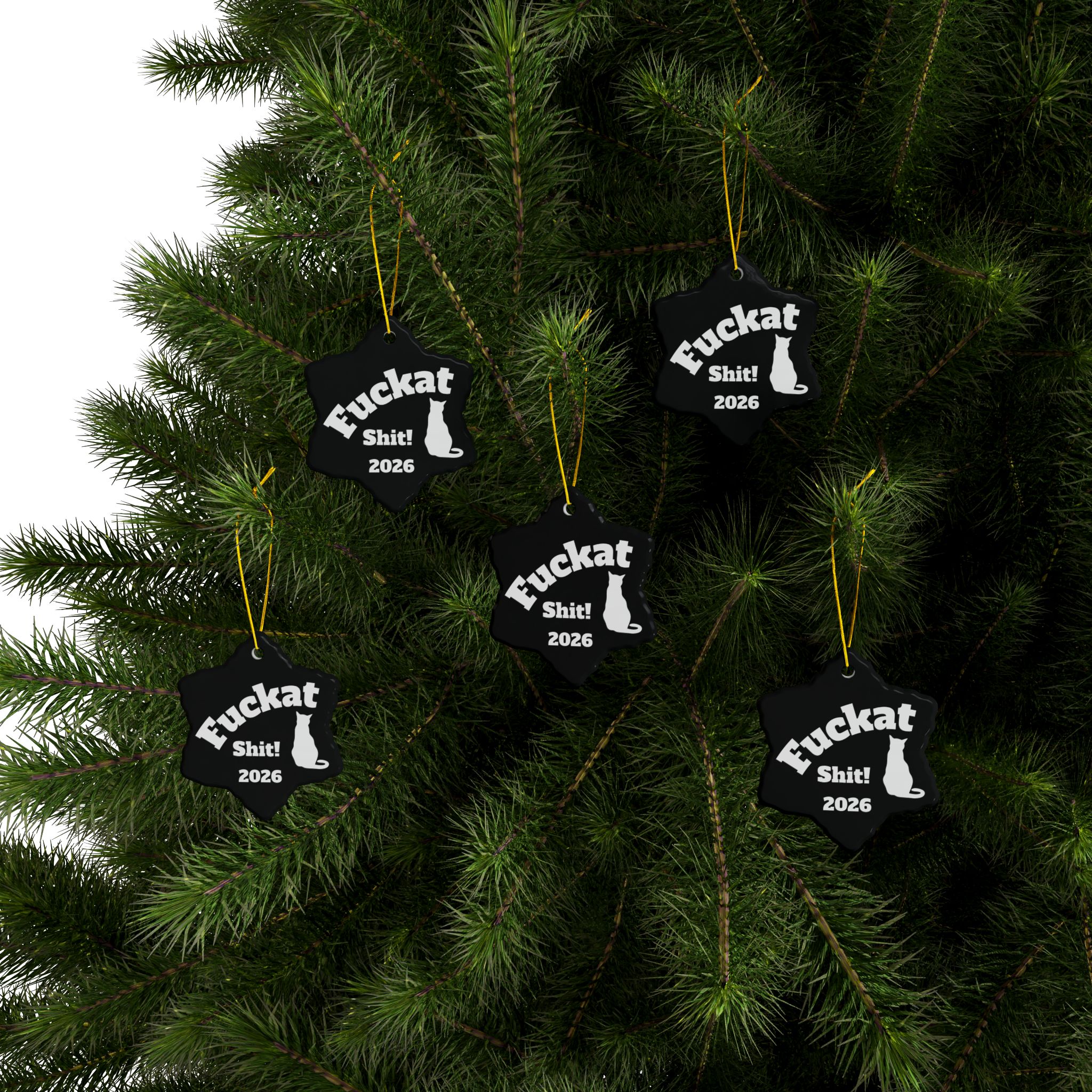 Fuckat Shit! Ornaments - Black -2-Side, (1pc, 3pcs, 5pcs, 10pcs) - Image 44