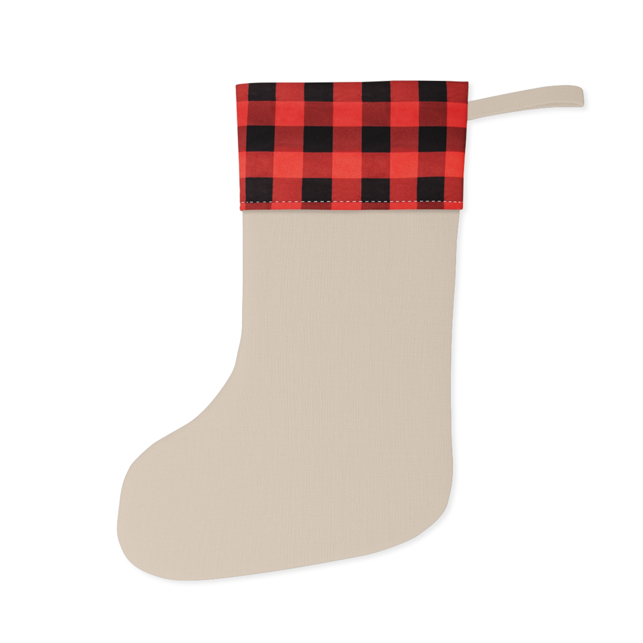 It's All About Meow Cat Christmas Stocking – Buffalo Plaid Top Cat Lover Holiday Stocking - Image 2
