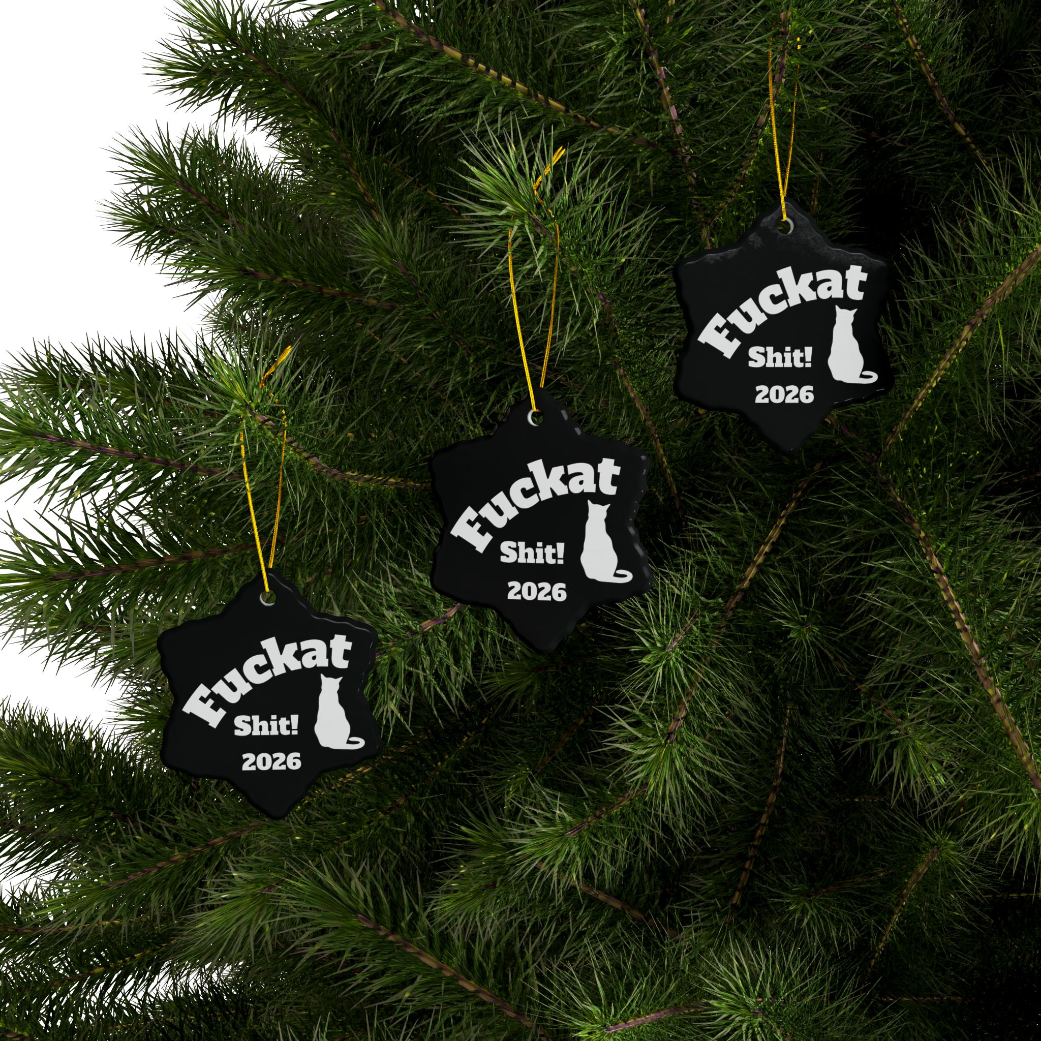 Fuckat Shit! Ornaments - Black -2-Side, (1pc, 3pcs, 5pcs, 10pcs) - Image 28