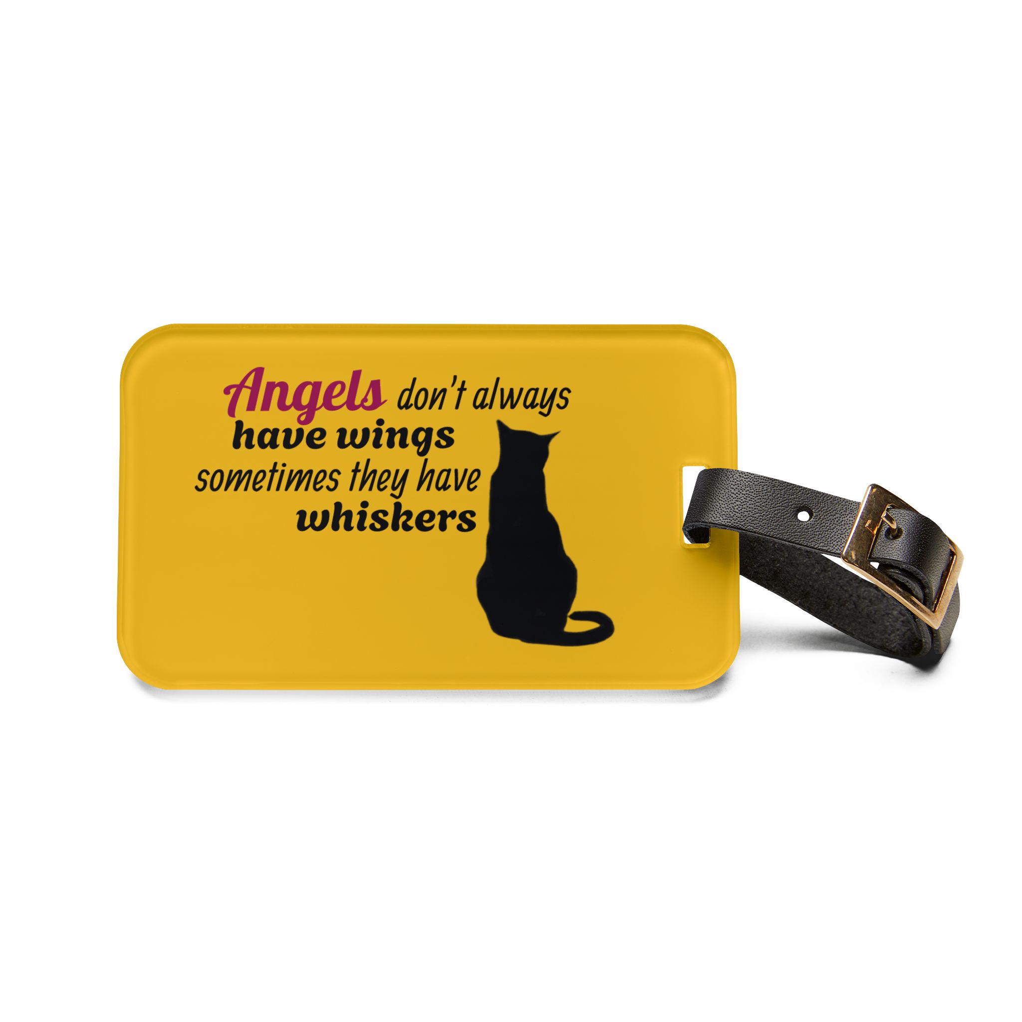 Cat Lover Luggage Tag — "Angels don't always have wings, sometimes they have whiskers" Travel ID - Image 3