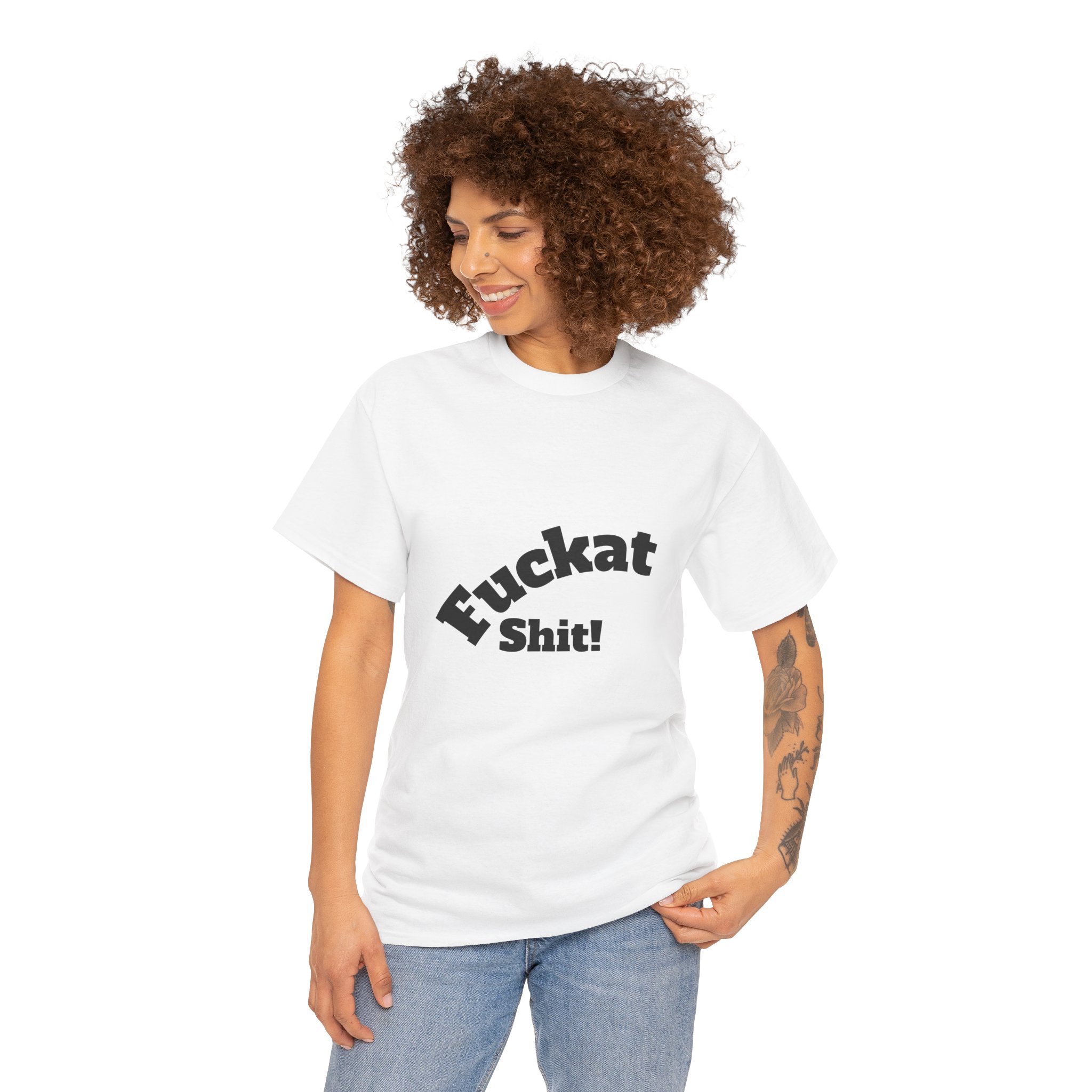 Fuckat Shit!! Unisex Heavy Cotton Tee - Front and Back Print - Relaxed Fit T-Shirt - Image 9