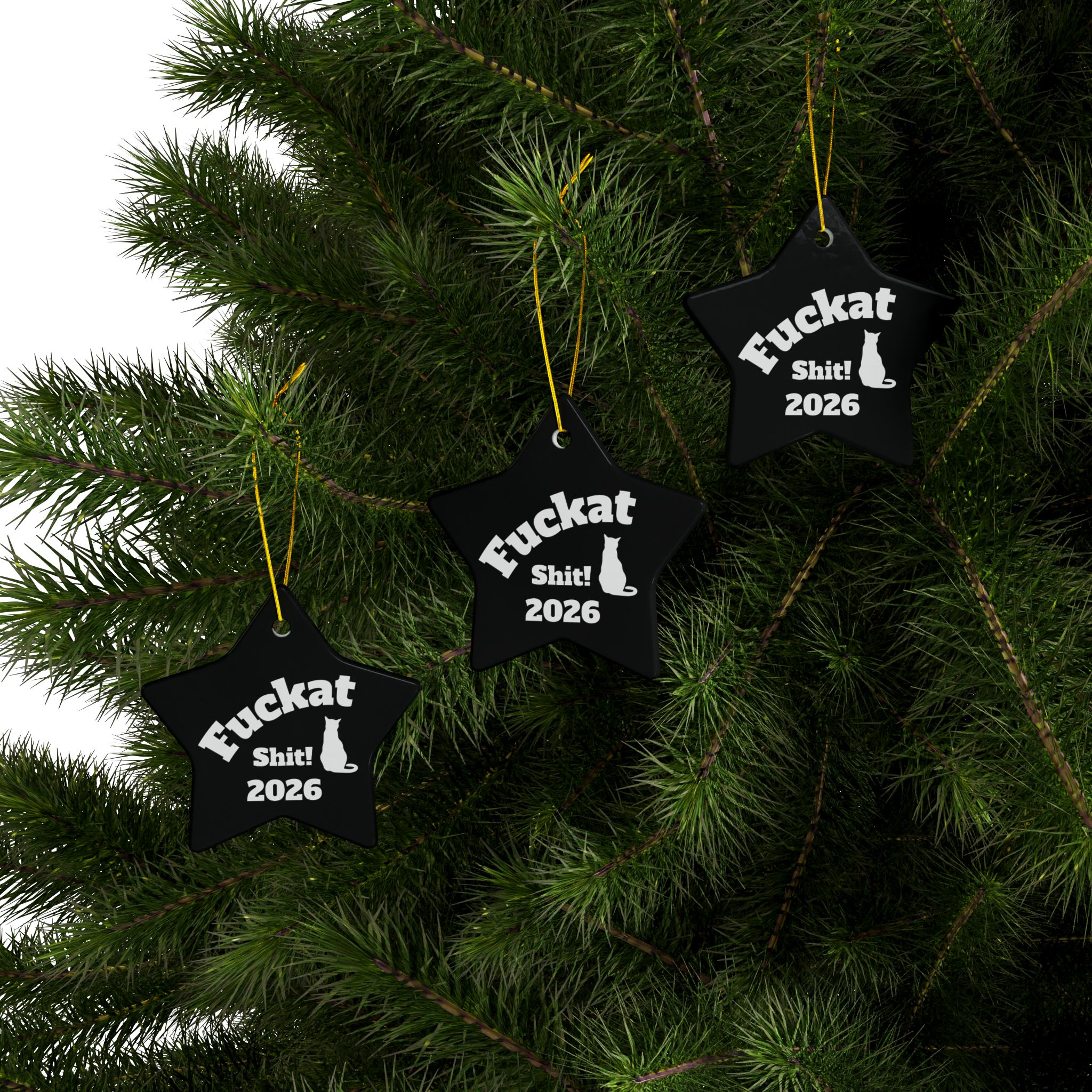 Fuckat Shit! Ornaments - Black -2-Side, (1pc, 3pcs, 5pcs, 10pcs) - Image 24