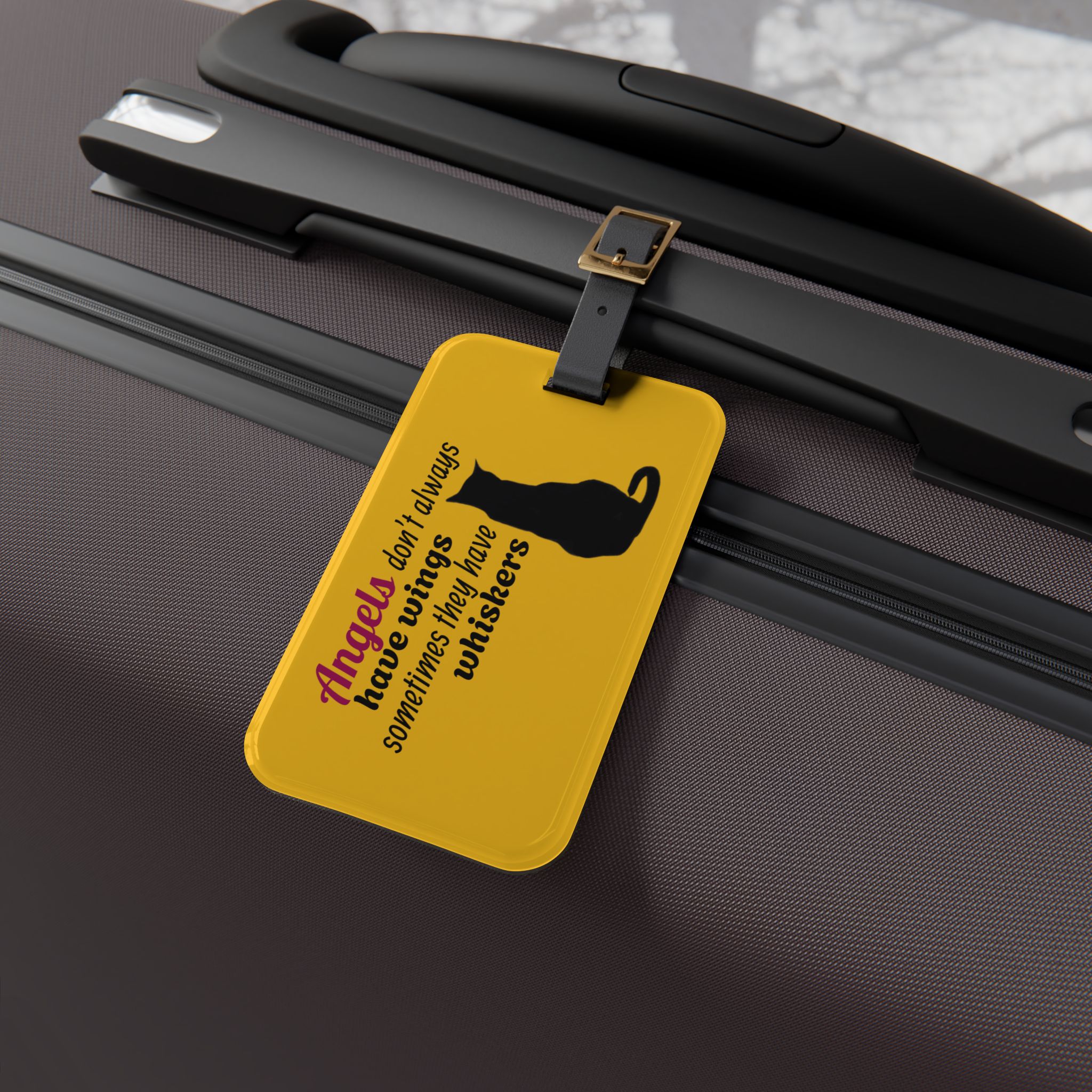Cat Lover Luggage Tag — "Angels don't always have wings, sometimes they have whiskers" Travel ID - Image 6