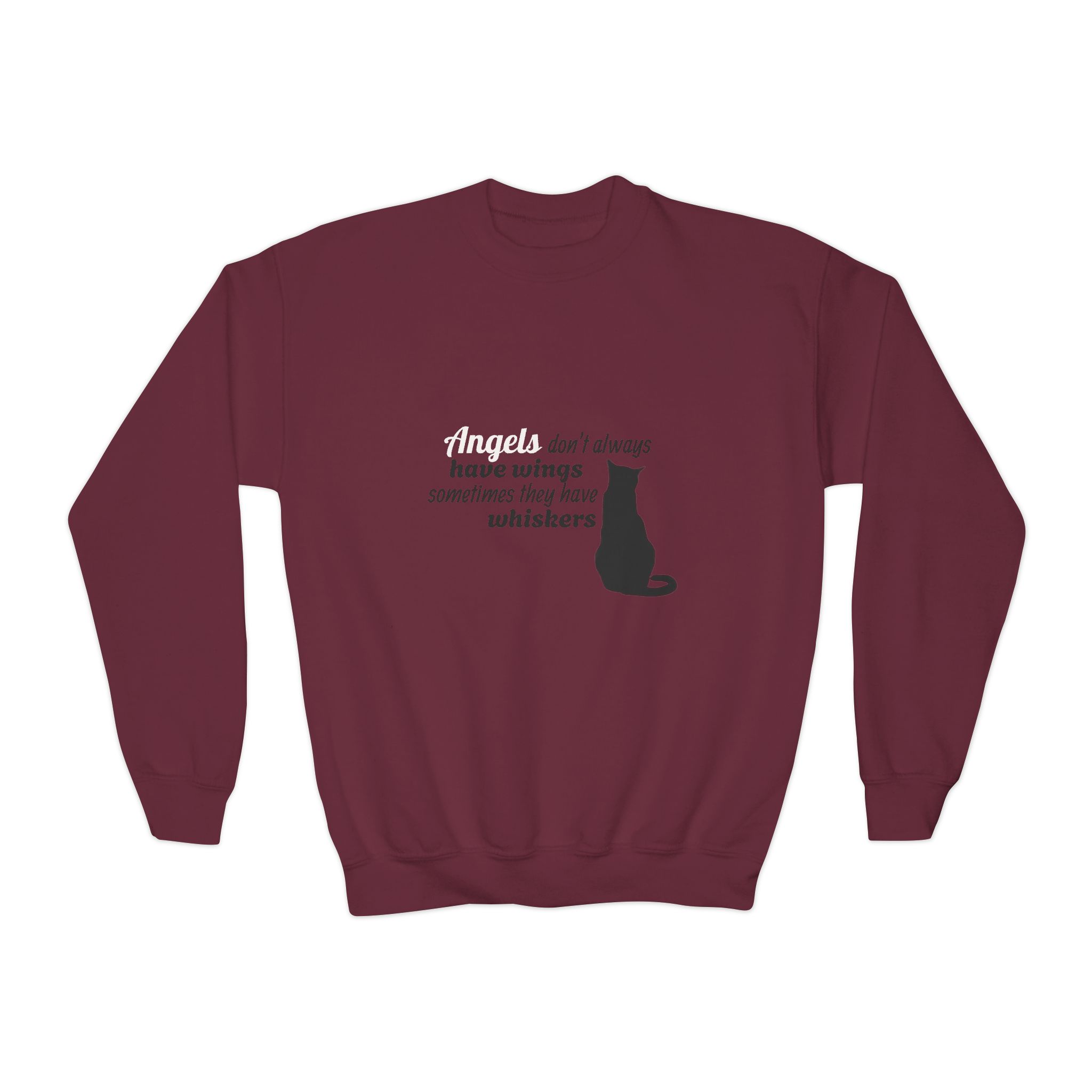 Youth Crewneck Sweatshirt - "Angels Aren't Always Born With Wings" Cat Lover Tee - Image 6