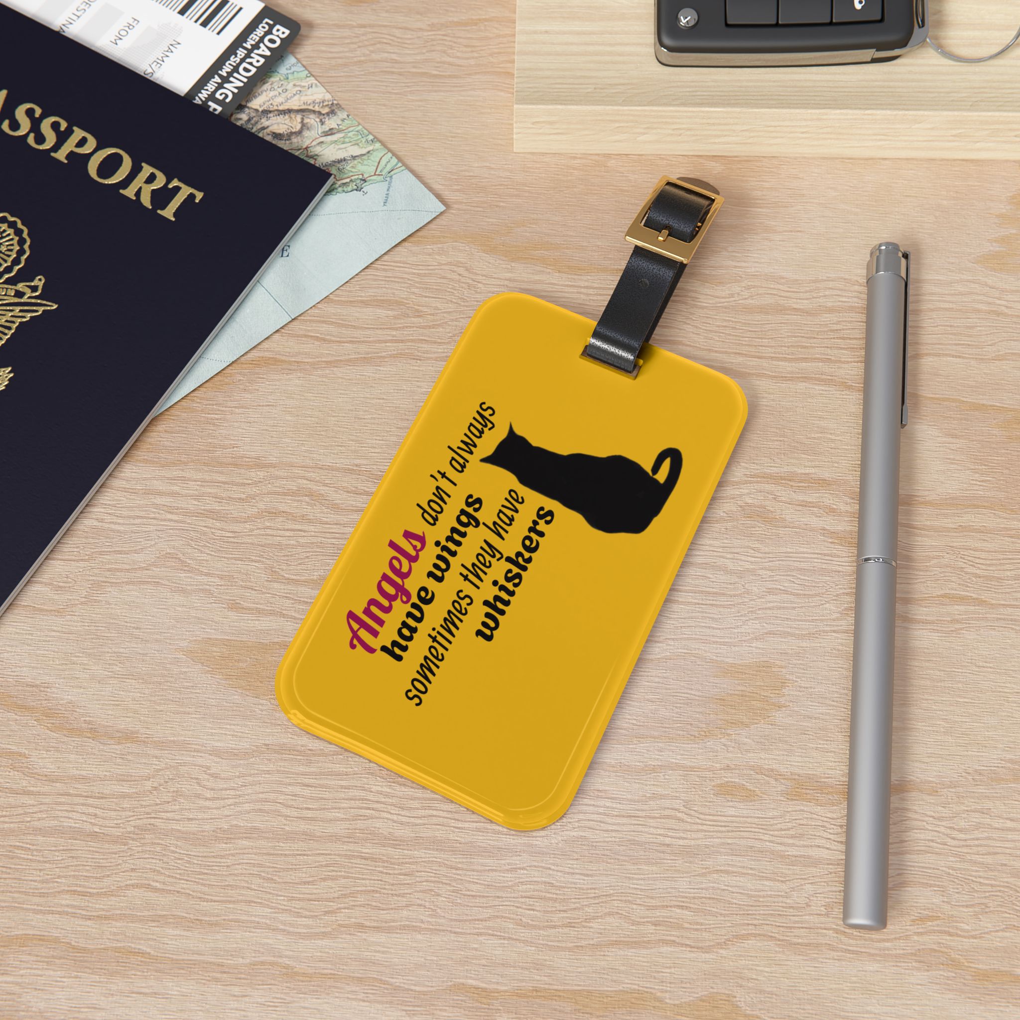 Cat Lover Luggage Tag — "Angels don't always have wings, sometimes they have whiskers" Travel ID - Image 5